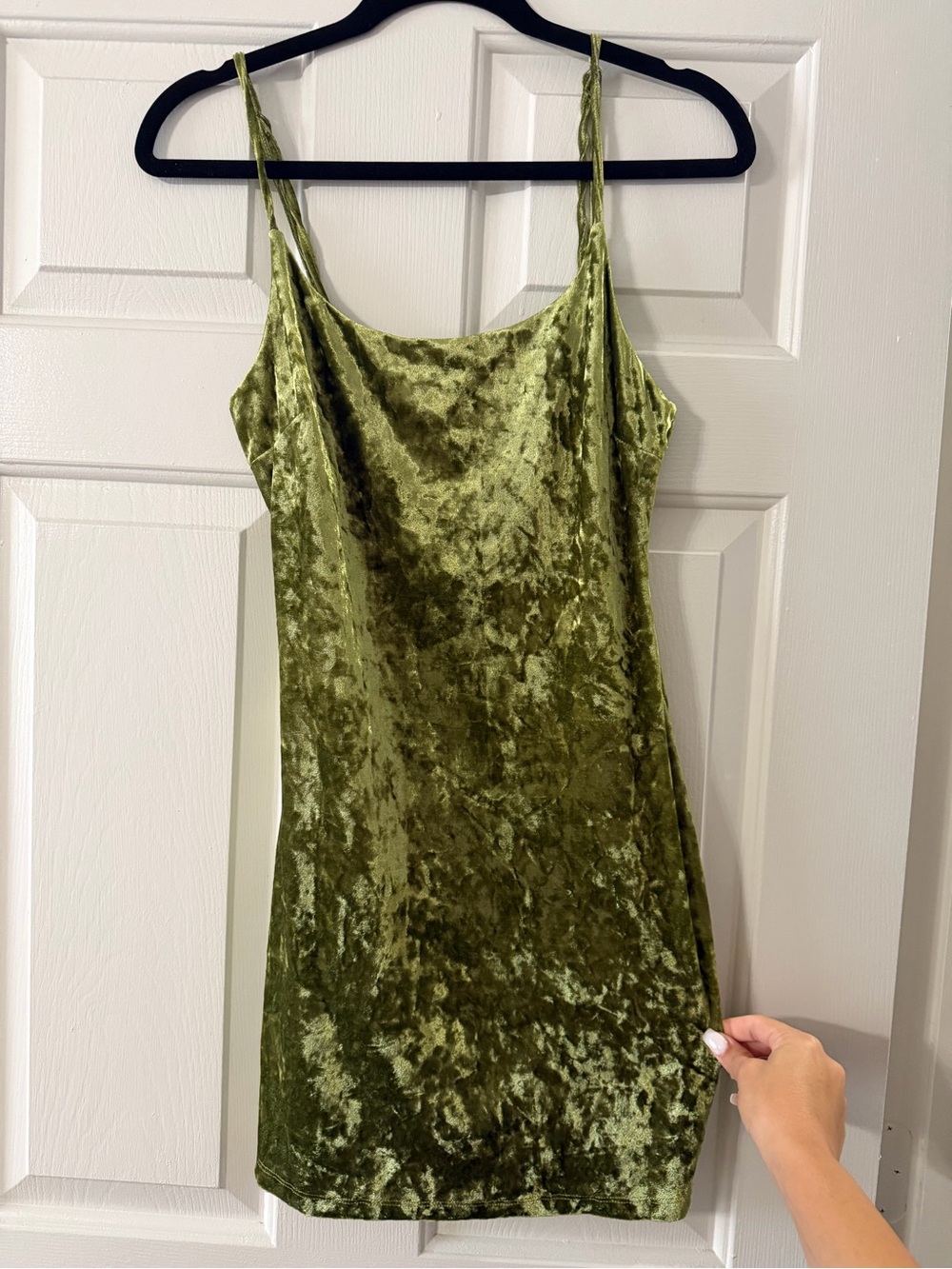 Forever 21 Olive Green Crushed Velvet Mini Dress M